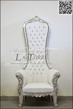 Fauteuil Canapé Trône Luigi XV Baroque Argent Faux Blanc Swarovski AL3018
