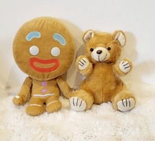 Lot peluches Shrek Bonhomme Pain d’Épices + Ourson beige tout doux 20-25cm Neuf