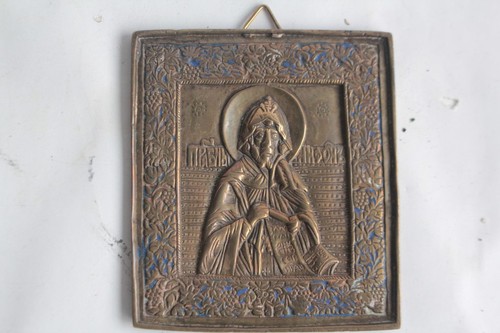 Icône bronze émaillé - , saint