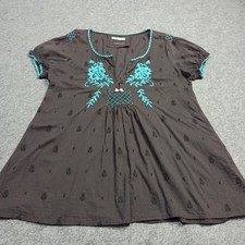 Odd Molly Blouse Femme 3 - L Coton Gris Bleu Brodé Floral Top Boho 327