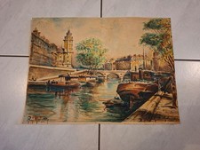 Superbe Aquarelles Signée de Paris colorée - Capitale Seine - 39 cm X 29 cm