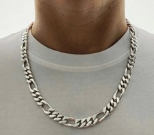 24 " Hommes Motard Argent Sterling 925 Collier Figaro Cubain Maille Gourmette