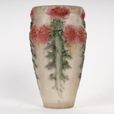 Vase Chardons Rouges Pate De Verre Argy Rousseau Glass Red Thistles