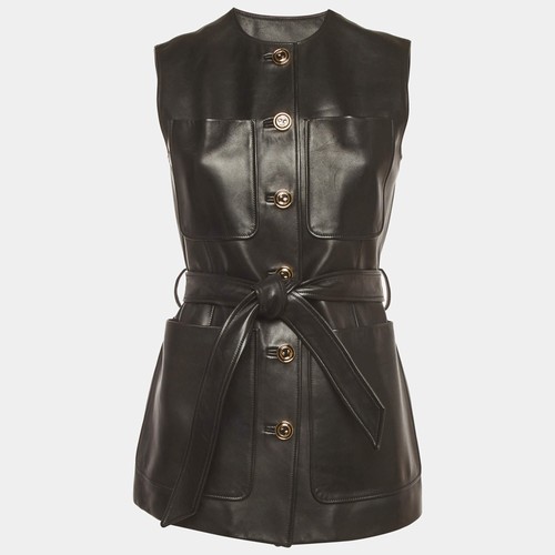 Gilet long ceinturé - , en