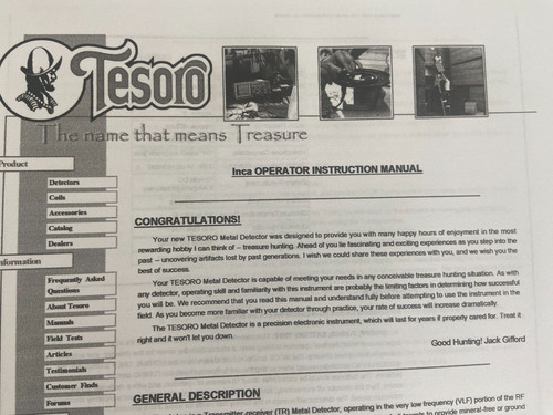 Tesoro inca metal detector - tesoro,