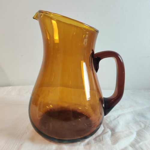 Pichet verre ancien ambré - pichet, en