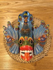 Masque Sri Lanka bois polychrome peint à la main , fabrication artisanale