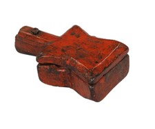 Boite a Epices Indienne Rouge Ancienne Tikka Masala Vieux Teck Sculpte 20x10x6cm
