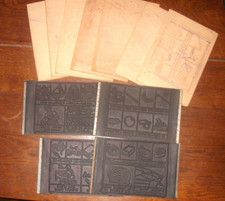 Lot de 11 plaques tampons caoutchouc d'école anciens