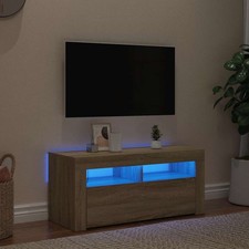 Meuble TV avec Lumières LED Armoire de Télévision Salon Blanc Brillant vidaXL