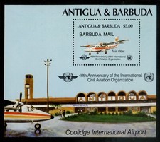 Barbuda 1985 MNH** IKAO/Aircraft/Coolidge Airport/DHC-6 Twin Otter MS