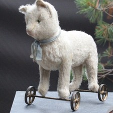 Chat Steiff blanc antique sur