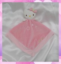 Doudou Plat Hello Kitty Rose Broderie Fleur Dessous Vert Grelot Jemini Sanrio