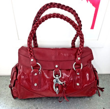 MAGNIFIQUE GRAND SAC EN CUIR VERNIS ROUGE FRANCESCO BIASIA HANDBAG RED LEATER