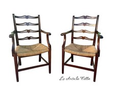 Chaises anciennes anglaises avec accoudoirs « Lui & Elle »