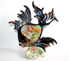 VALLAURIS, MAGNIFIQUE RARE GRANDE VEILLEUSE LAMPE POISSON CERAMIQUE EMAILLÉ 33cm