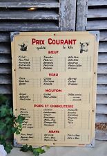 ANCIEN TABLEAU DE PRIX