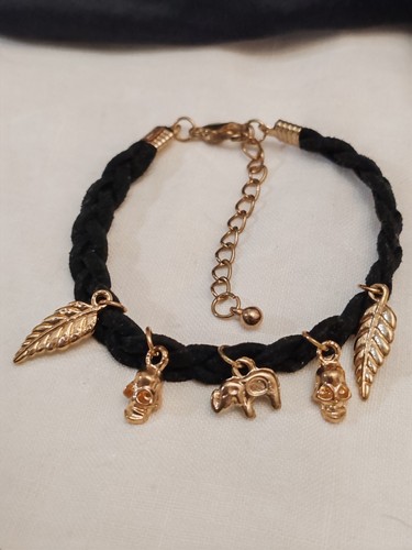 Bracelet cuir torsadé noir - bracelet,