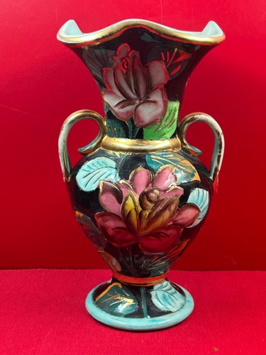 Vase fleuri rehaut - , or