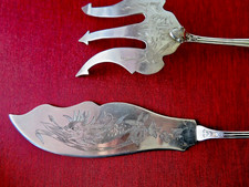 Superbe et ancien Service à poisson en métal blanc art nouveau (metal argenté)