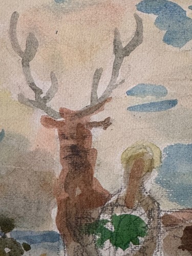 Ancien dessin nocturne - , cerf