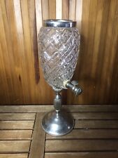 Ancienne Fontaine A Whisky Métal Chromé + Corps Cristal Vintage #A375