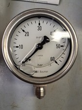 Manomètre Industriel  BAUMER 0-60 Bars. Classe 1 . tout Inox EN 837-1