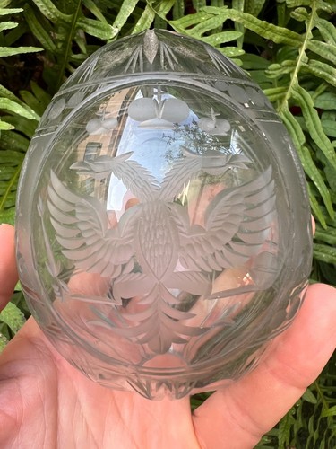 Oeuf cristal gravé aigle - cristal,