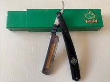 Ancien Couteau Rasoir Droit  Puma Acier Solingen Dans Son Étui Vintage