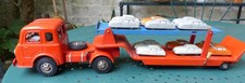 Un beau Camion Porte- Voitures Miniatures en métal, années 60, Parfait état 