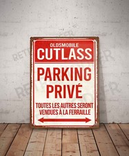 Plaque métal vintage Oldsmobile Cutlass parking privé Enseigne Garage Décoration