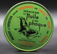 Ancien Boîte Tôle Publicitaire Graisse Huile Phoque Chaussures - Années 40'