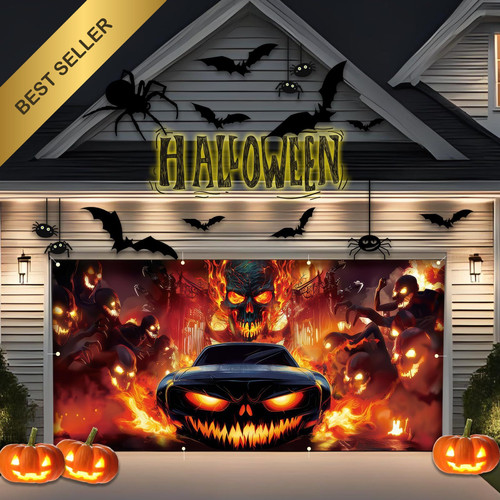 Halloween fiery skull car - skull,