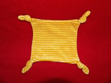 Doudou Plat Vert Baudet Carré Velours Orange Rayure Blanche Neuf