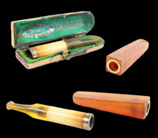 2 FUME CIGARETTES ambre écume et vermeil vers 1920