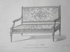 Canapé laqué style LOUIS XVI GRAVURE le MAGASIN de MEUBLES Victor QUETIN XIXéme