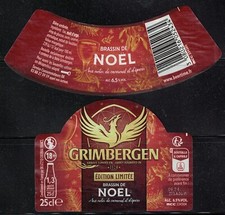 Lot 2 Etiquettes Bière Beer Labels Grimbergen Édition Limitée Brassin de Noël