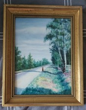 Tableau sur porcelaine Limoges Paysage Signé carreau peinture sur porcelaine