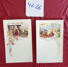 N°4226 / Automobiles DE DION BOUTON 15 HP - 30 H / 2 cartes MENU litho 1904-1908