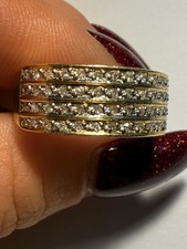 Bague En Or 18 Carats Pavé De Petit Diamants 5,83 Grammes T57/58