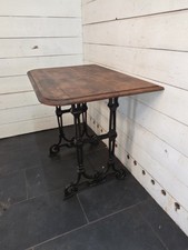 Ancienne Table De Bistrot Pied Fonte Dessus Chêne