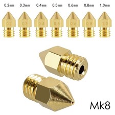 Buse Imprimante 3D Laiton MK8 Bords Biais 0.2 à 1.0mm Embout Nozzle Extrudeur