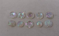 Lot de 10 Boutons anciens en verre opalescent - Mercerie vintage