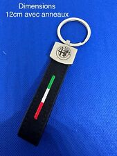 Porte clé alfa romeo en noir cuir et alcantara métal