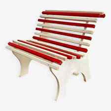 Banc en bois rouge et blanc pour enfants 