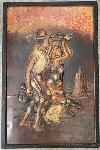 Plaque cuivre repoussé