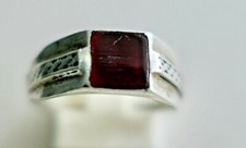 BAGUE AMBRE EN ARGENT MASSIF POINÇON BIJOU ÉPOQUE 19éme