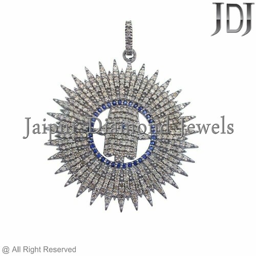 Naturel diamant pavé khamsa - diamant,
