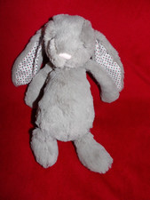 DOUDOU PELUCHE DAMART LAPIN GRIS POIS ROUGE NOIR 32/45 cm NEUF