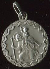 Vtg STERLING SILVER SAINT CHRISTOPHER MEDAL